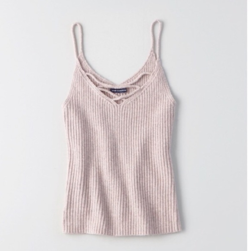 American Eagle Women's  Strappy Ribbed Knit Tank